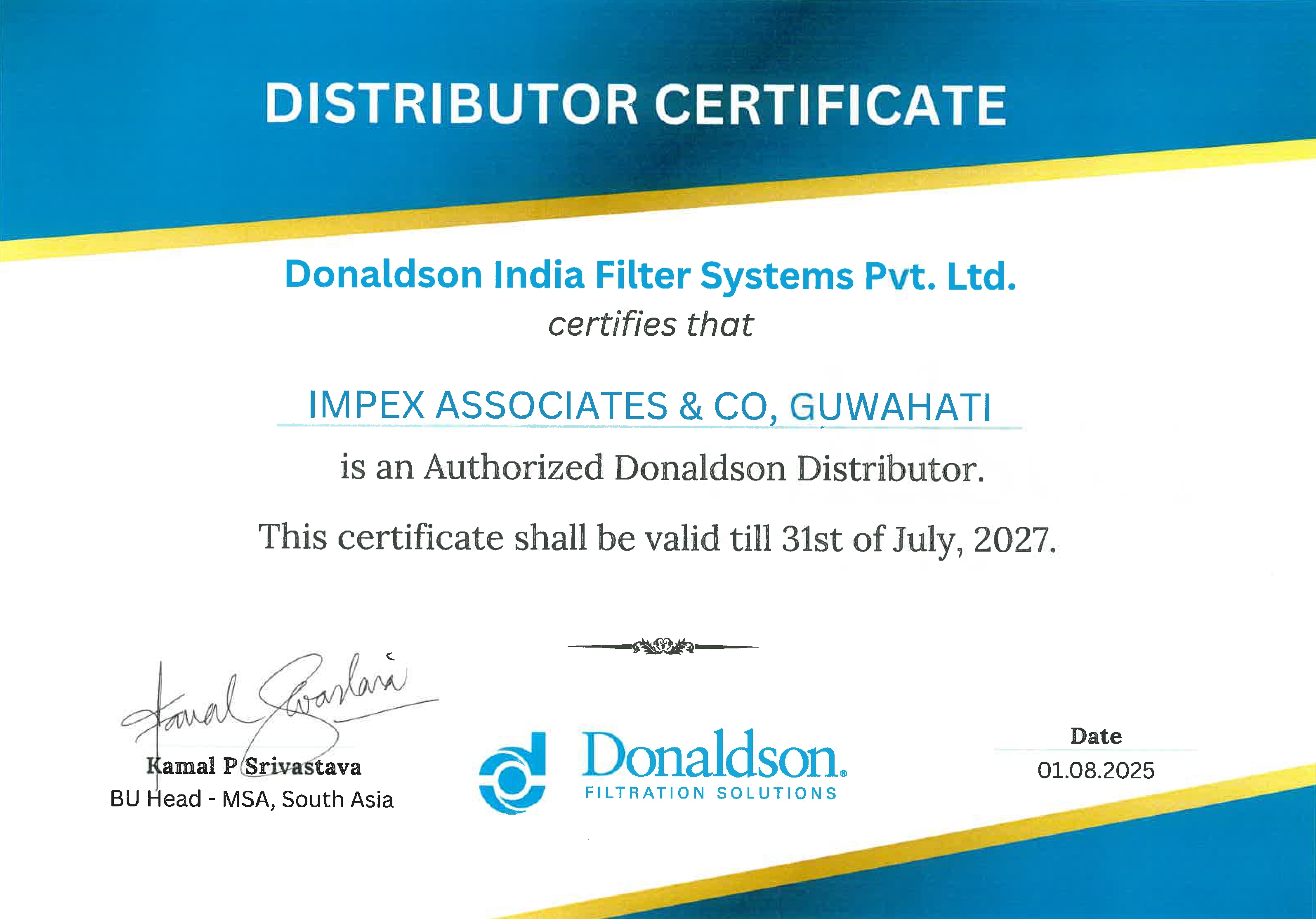 Donaldson Certificate